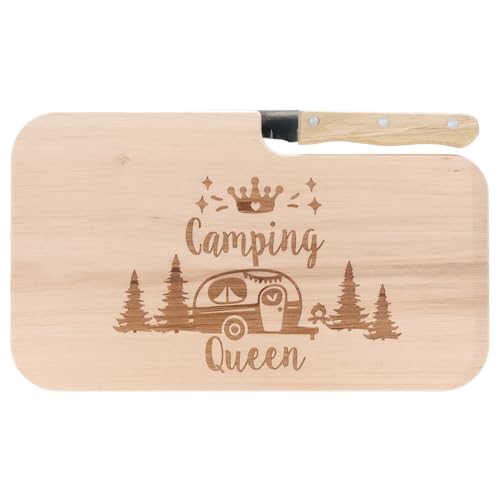 Spruchreif | Brotzeitbrett mit Messer "Camping Queen" – Graviertes Holzbrett mit Camper-Motiv | Lustiges Geschenk für Frauen & Campingliebhaberinnen Spruchreif | Brotzeitbrett mit Messer "Camping Queen" – Graviertes Holzbrett mit Camper-Motiv | Lustiges Geschenk für Frauen & Campingliebhaberinnen von Spruchreif