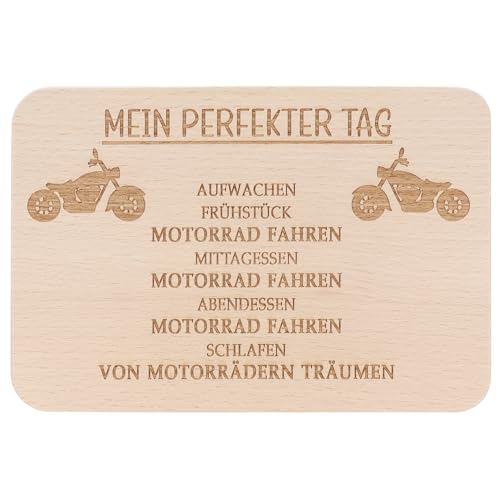 Spruchreif · Frühstücksbrettchen Motorrad · Brotzeitbrett mit Gravur · Geschenke für Motorradfahrer · Geschenk Motorrad von Spruchreif