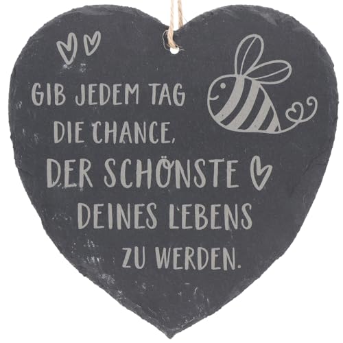 Spruchreif · großes Schieferherz mit Gravur · Schiefertafel mit Kordel zum Aufhängen · Wanddeko mit Sprüchen · Geschenkideen für Männer und Frauen von Spruchreif