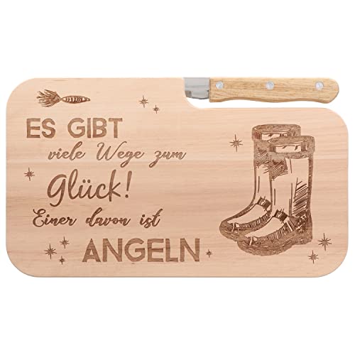 Spruchreif · Brotzeitbrett mit Messer · Brotzeitbrett mit Gravur · Holzbrett mit Messer · Geschenke für Angler · Outdoor Geschenke · Angler Frühstück von Spruchreif