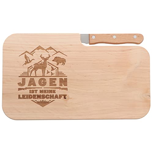 Spruchreif | Brotzeitbrett mit Messer | Frühstücksbrett mit Gravur | Holzbrett mit Messer | Männergeschenke | Outdoor Frühstück | Geschenk Jagdsport | Geschenk Jäger | Jagdgeschenke von Spruchreif