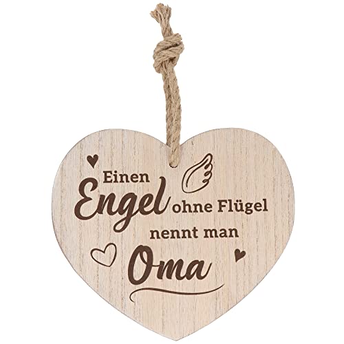 Spruchreif | Deko Herz mit Gravur | Holzherz mit Gravur | Herz mit Spruch Oma | Shabby Chic Deko Oma | Gravur Geschenk Oma | Beste Oma | EIN Engel ohne Flügel ... Oma von Spruchreif