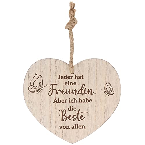 Spruchreif | Deko Herz mit Gravur Jeder hat eine Freundin. Aber … | Holzherz mit Spruch im Shabby Chic | Wanddeko Herz | Geschenk für beste Freundin | Dankeschön BFF Geschenk von Spruchreif