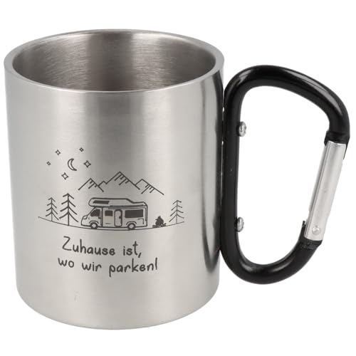 Spruchreif | Doppelwandige Edelstahltasse mit Karabinerhaken und hochwertiger Gravur | Camping Tasse | Outdoor Gadgets | Geschenk für Camper | Geschenk Wohnmobil | Camping Geschenke - 300 ml von Spruchreif