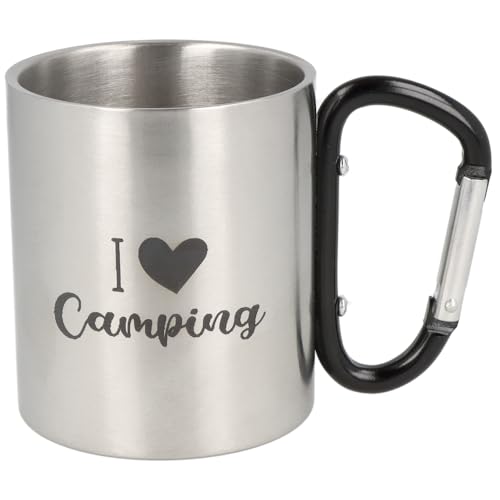 Spruchreif | Doppelwandige Edelstahltasse mit Karabinerhaken und hochwertiger Gravur | Camping Tasse | Outdoor Gadgets | Geschenk für Camper Wanderer Bergsteiger | 300 ml von Spruchreif