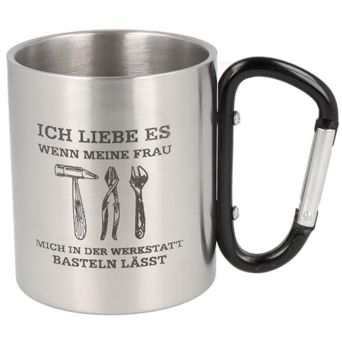 Spruchreif | Doppelwandige Edelstahltasse mit Karabinerhaken und hochwertiger Gravur | Bruchfest | Geschenke für Handwerker und Heimwerker | Lustige Männergeschenke | 300 ml von Spruchreif