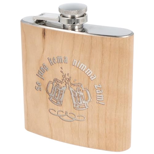 Spruchreif | Flachmann "So jung kema nimma zam!" mit Bierkrügen | Gravierter Edelstahl-Hip Flask | 170 ml (6 OZ) | Lustiges Männergeschenk für Feiern, JGA & Geburtstag | 12 x 10 x 3 cm von Spruchreif