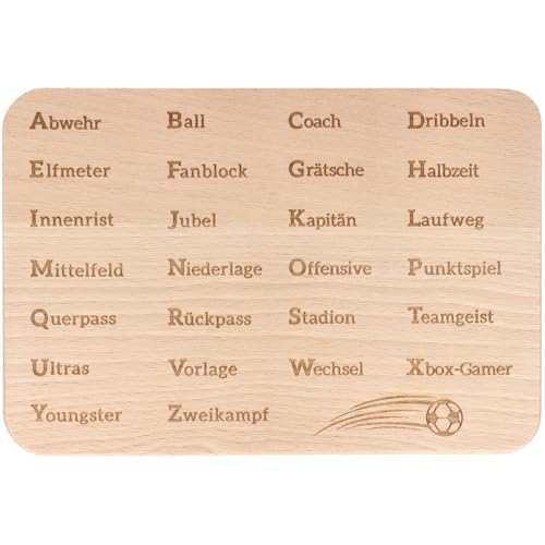 Spruchreif | Frühstücksbrettchen "Fußball-ABC" | Kinderbrettchen aus Buchenholz mit Gravur | Geschenkidee für kleine Kicker | 22 x 15 x 1 cm | abgerundete Ecken | Made in Germany Spruchreif | Frühstücksbrettchen "Fußball-ABC" | Kinderbrettchen aus Buchenholz mit Gravur | Geschenkidee für kleine Kicker | 22 x 15 x 1 cm | abgerundete Ecken | Made in Germany von Spruchreif