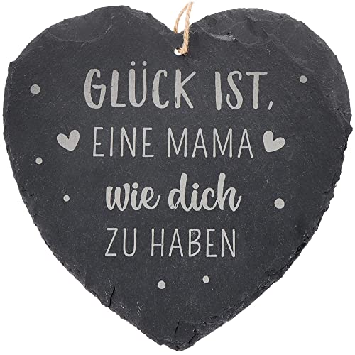 Spruchreif | Großes Schieferherz mit Gravur Mama | Schiefertafel in Herzform mit Kordel zum Aufhängen | Wanddeko | Schieferschild Mama | Dekoherz | Beste Mama | Muttertag von Spruchreif