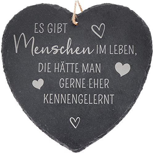 Spruchreif | Großes Schieferherz mit Gravur | Schiefertafel in Herzform mit Kordel zum Aufhängen | Wanddeko mit Sprüchen | Schiefer Türschild | Dekoherz von Spruchreif