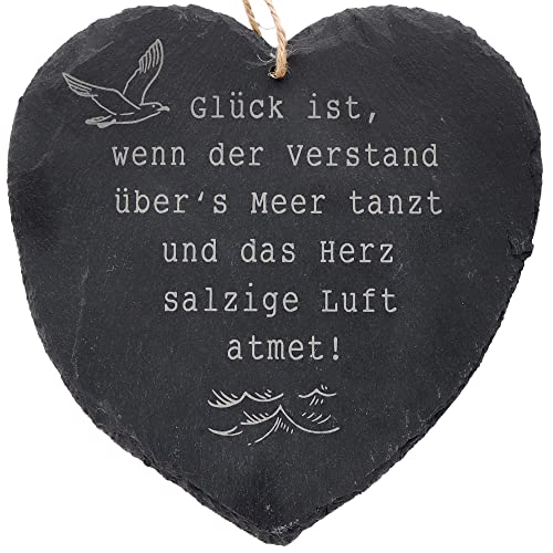 Spruchreif | Großes Schieferherz mit Gravur | Schiefertafel in Herzform mit Kordel zum Aufhängen | Wanddeko mit Sprüchen | Schiefer Türschild | Dekoherz | Lebensweisheiten von Spruchreif