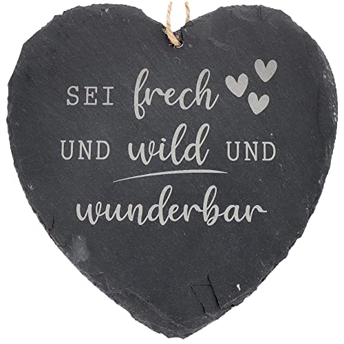 Spruchreif | Großes Schieferherz mit Gravur | Schieferherz mit Spruch | Schiefertafel in Herzform mit Kordel zum Aufhängen | Wanddeko mit Sprüchen | Schiefer Türschild | Dekoherz von Spruchreif