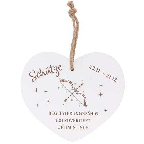 Spruchreif | Herz mit Spruch | Holzherz mit Gravur | Vintage Herz | Wanddeko Herz | Holzherz mit Sternzeichen - Schütze von Spruchreif