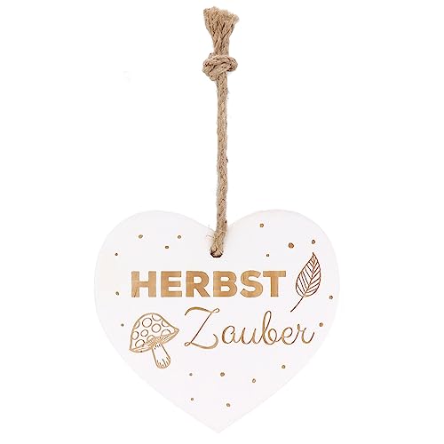 Spruchreif | Herz mit Spruch | Shabby Chic Deko | Wanddeko Herz | Geschenk Herbst | Türdeko Herbst | Herbst Dekoration | Holzherz mit Gravur „Herbstzauber“ von Spruchreif