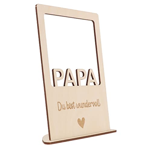 Spruchreif Holzbilderrahmen Natur mit Gravur | Geschenk für Papa und Vater | Vatertag | Bester Papa | Geschenk für Eltern von Spruchreif