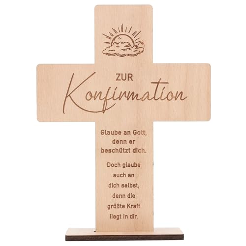 Spruchreif | Holzkreuz mit Gravur | Holzaufsteller Kreuz | Geschenke aus Holz | Christliche Geschenk | Geschenk Konfirmation von Spruchreif