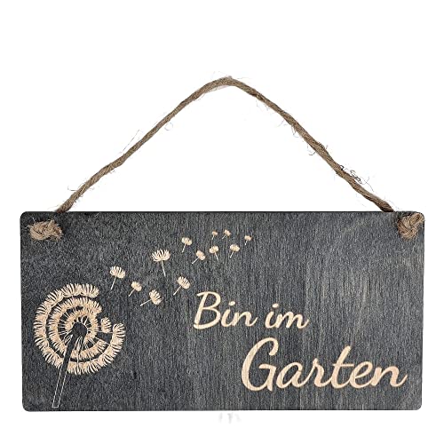 Spruchreif | Holzschild mit Gravur „Bin im Garten“ – Rechteckiges Türschild im Shabby Landhaus Vintage Stil | Perfekte Wanddeko & Gartenschild von Spruchreif