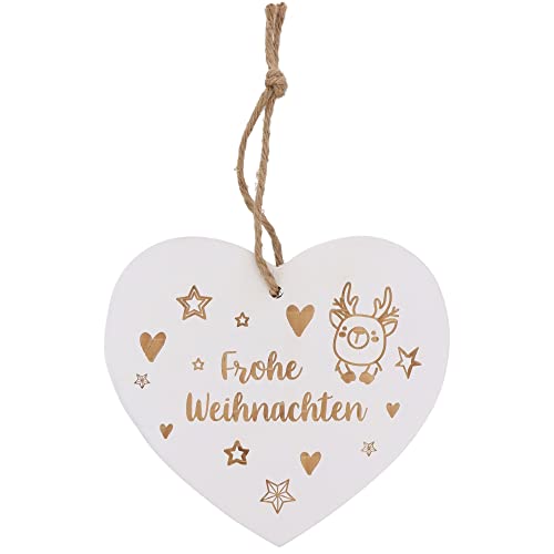 Spruchreif | Herz mit Spruch | Holzherz mit Gravur | Vintage Herz mit Weihnachtsmotiv | Shabby Chic Deko | Wanddeko Herz | Holzherz Frohe Weihnachten | Geschenke Weihnachten von Spruchreif