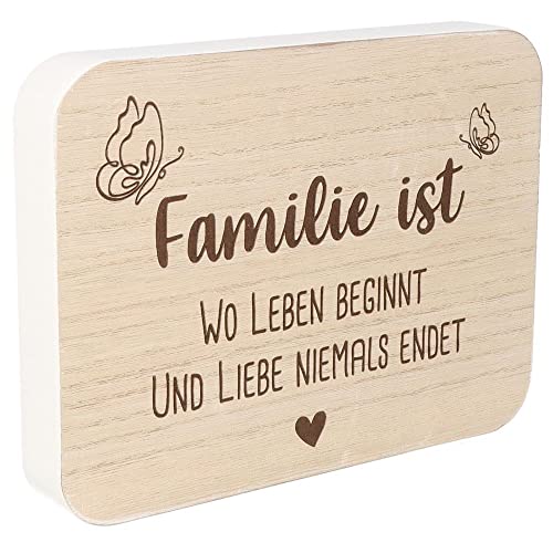 Spruchreif I Spruchtafel I Deko-Tafel mit Spruch I Aufsteller aus Holz mit Spruch I Deko Aufsteller mit Gravur I Schild Familie I Geschenk Eltern I Gravur Geschenk Familie I Geschenk Mama Papa von Spruchreif