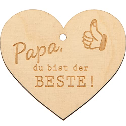 Spruchreif · Kleines Naturherz mit Gravur und Herzöse · Hängeornament · Dekohänger · Geschenkanhänger · Holzherz · Geschenk Weihnachten · Vatertag Papa DU BIST DER Beste! von Spruchreif