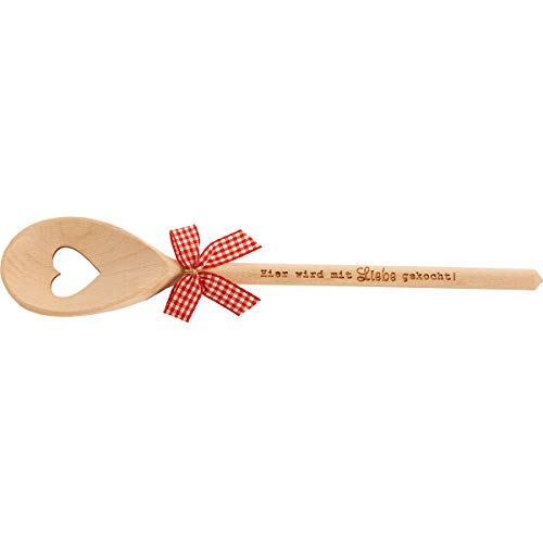 Spruchreif · Kochlöffel aus Holz mit Herz und Gravur · Geschenk für die Mutter · Vater · Geburtstag · Hochzeit · Hobbykoch (Hier wird mit Liebe gekocht) von Spruchreif