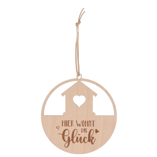 Spruchreif | Holz-Dekohänger Hier wohnt das Glück | Wanddeko | Deko Loop mit Schriftzug | Einzugsgeschenk Spruchreif | Holz-Dekohänger Hier wohnt das Glück | Wanddeko | Deko Loop mit Schriftzug | Einzugsgeschenk von Spruchreif