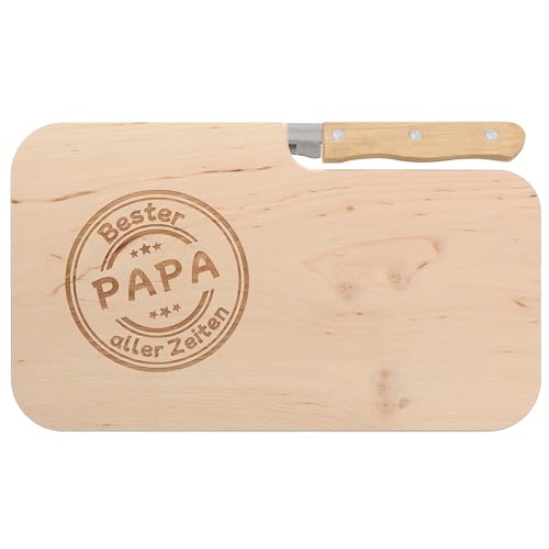 Spruchreif · Brotzeitbrett · Brotzeitbrett mit Messer · Brotzeitbrett mit Gravur · Holzbrett mit Messer · Geschenk für Papa · Vatertag · Bester Papa aller Zeiten von Spruchreif