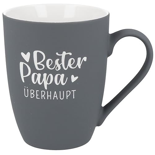 Spruchreif | Soft-Touch Tasse Grau Bester Papa überhaupt – Beidseitig gravierte Tasse mit liebevollem Spruch | Geschenk für Papa zum Vatertag, Geburtstag oder als Dankeschön von Spruchreif