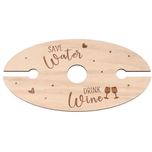 Spruchreif | Praktisches Geschenk für Weinliebhaber | Weinglashalter aus Holz | Weinständer | Geschenkidee | 'Save Water. Drink Wine' von Spruchreif