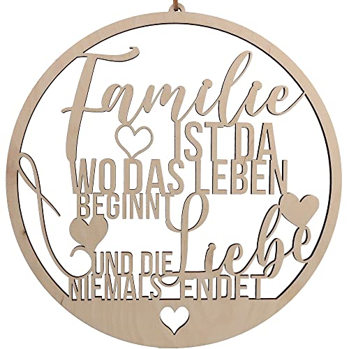 Spruchreif Premium QUALITÄT 100% EMOTIONAL · Deko Loop · Holz-Dekohänger · Familie · Wanddeko · Türkranz · Hoop · Geschenk von Spruchreif