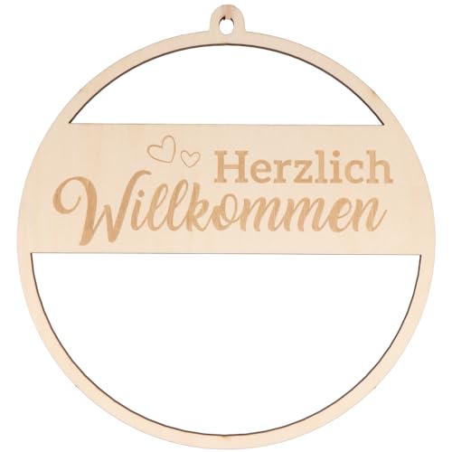 Spruchreif Premium QUALITÄT 100% EMOTIONAL · Deko Loop · Holz-Dekohänger · Herzlich Wilkommen · Wanddeko · Türkranz · Hoop · Geschenk von Spruchreif