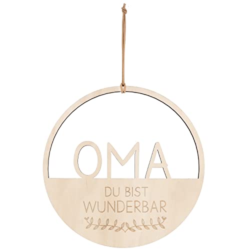 Spruchreif · Deko Loop · Holz-Dekohänger · Wanddeko · Türkranz · Hoop · Geschenkidee Oma · Geschenk zum Muttertag · Oma -Du bist wunderbar von Spruchreif