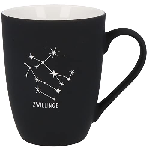 Spruchreif | SOFT-TOUCH-Silikonoberfläche | Tasse mit beidseitiger Gravur Sternbild | Sternzeichengeschenke | Kaffeetasse mit Sternbildgravur | Tasse mit Sternzeichen | Tasse mit Sternbild Zwilling von Spruchreif