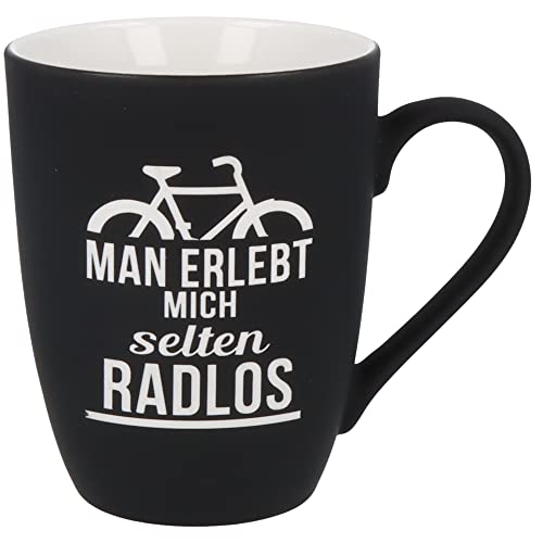 Spruchreif | SOFT-TOUCH-Tasse mit beidseitiger Gravur | Lustiges Geschenk für Radfahrer und Mountain Biker | 350 ml von Spruchreif