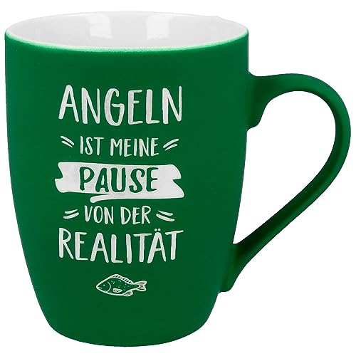 Spruchreif | SOFT-TOUCH-Tasse mit Spruch | Tasse mit Soft-Touch Silikonoberfläche | Tasse mit beidseitiger Gravur | Geschenke für Angler | Anglergeschenk | Lustige Geschenkideen für Angler von Spruchreif