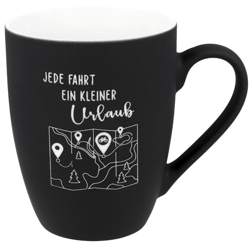 Spruchreif | SOFT-TOUCH-Tasse mit beidseitiger Gravur | Geschenk Mountainbike | Geschenkidee Camper | 350 ml von Spruchreif