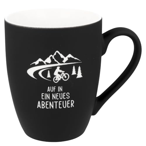 Spruchreif | SOFT-TOUCH-Tasse mit beidseitiger Gravur | Geschenk Mountainbike | Geschenkidee Radfahrer | 350 ml von Spruchreif