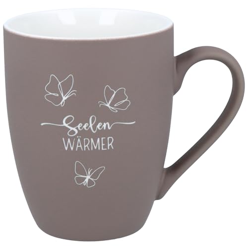 Spruchreif | Soft-Touch Tasse Taupe Seelen Wärmer – Beidseitig gravierte Tasse mit liebevollem Spruch | Geschenk für Herzensmenschen, Freunde & Familie | 350 ml Spruchreif | Soft-Touch Tasse Taupe Seelen Wärmer – Beidseitig gravierte Tasse mit liebevollem Spruch | Geschenk für Herzensmenschen, Freunde & Familie | 350 ml von Spruchreif