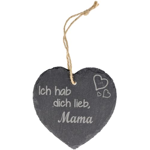 Spruchreif · Schieferherz Mama· kleines Schieferherz mit Gravur · Schiefertafel mit Kordel · Wanddeko · Mama Geschenk · Muttertagsgeschenk · Wandschild von Spruchreif