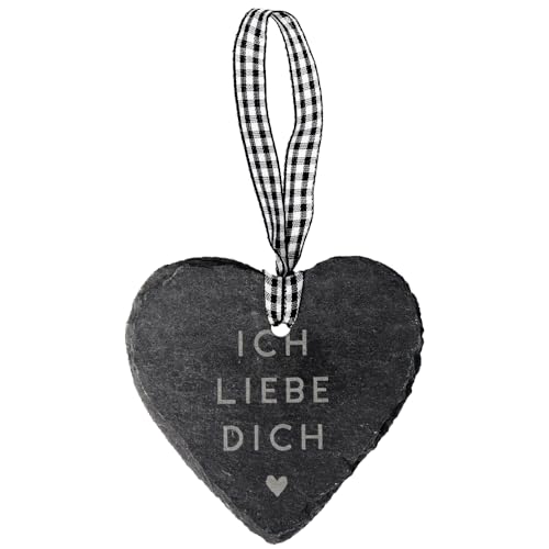 Spruchreif | Schieferherz Mini mit Gravur | Schiefertafel in Herzform | Mini Dekoherz aus Schiefer zum Aufhängen | Valentinstag | Hochzeitstag | Hochzeit | Liebe von Spruchreif