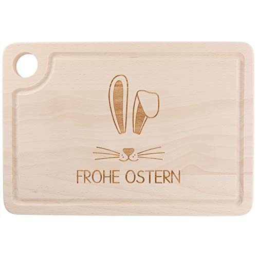 Spruchreif | Schneidebrett aus Holz | Schneidebrett mit Gravur und Griffloch | Schneidebrett mit Eierhalter | 2 in 1 Brett und Eierbecher | Frühstücksbrett Ostern | Ostergeschenk | Frohe Ostern von Spruchreif