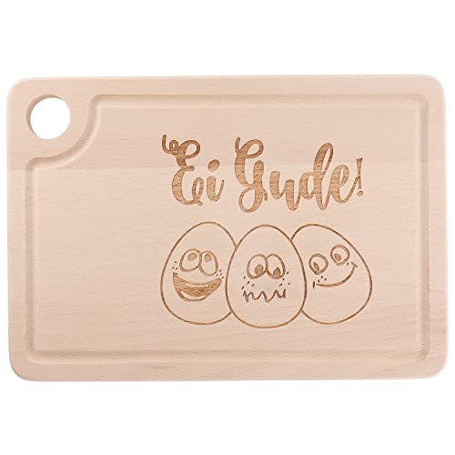 Spruchreif · Schneidebrett aus Holz Mit Witziger Gravur und Griffloch · Eierhalter · Frühstücksbrett · "Ei Gude!" Spruchreif · Schneidebrett aus Holz Mit Witziger Gravur und Griffloch · Eierhalter · Frühstücksbrett · "Ei Gude!" von Spruchreif