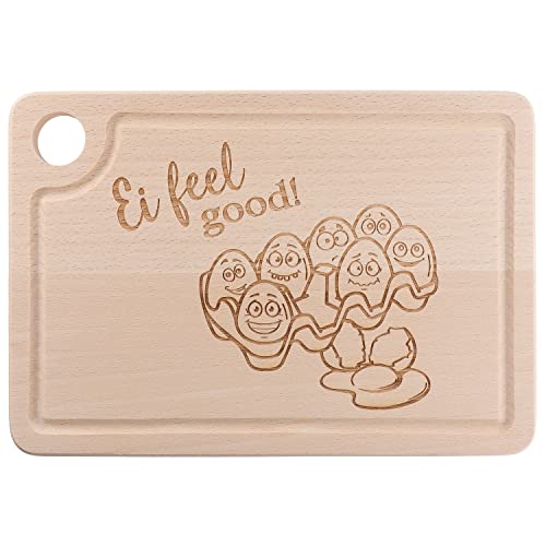 Spruchreif · Schneidebrett aus Holz Mit Witziger Gravur und Griffloch · Eierhalter · Frühstücksbrett · 'Ei Feel Good' Spruchreif · Schneidebrett aus Holz Mit Witziger Gravur und Griffloch · Eierhalter · Frühstücksbrett · 'Ei Feel Good' von Spruchreif