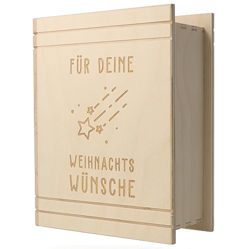 Spruchreif · Spardose Buch aus Holz mit Gravur · Geldgeschenk Sparbüchse · Weihnachtswünsche · Geldgeschenk Weihnachten · weihnachtliche Geldgeschenke von Spruchreif