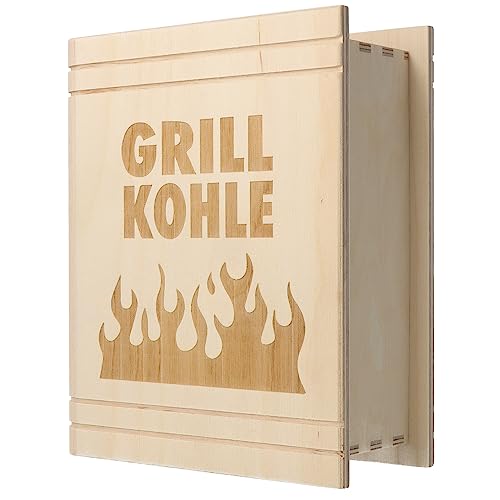 Spruchreif | Spardose in Buchform mit Gravur „Grillkohle“ | Holz-Spardose mit Gravur | Geldgeschenk | Sparbüchse | Geschenk Grillen | Grillgeschenk | Geldgeschenk Griller | Männergeschenke von Spruchreif