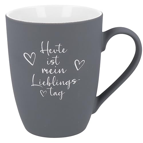 Spruchreif | Soft-Touch Tasse Grau Heute ist mein Lieblingstag – Beidseitig gravierte Tasse mit Spruch | Lustiges Geschenk für Kaffeetrinker & Bürohelden | 350 ml von Spruchreif