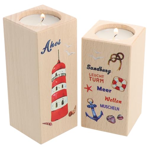 Spruchreif | Teelichthalter Set aus Holz | Kerzenhalter 2er-Set | Holz Teelichthalter | Geschenkidee aus Holz| Maritime Geschenke | Dekoration Spruchreif | Teelichthalter Set aus Holz | Kerzenhalter 2er-Set | Holz Teelichthalter | Geschenkidee aus Holz| Maritime Geschenke | Dekoration von Spruchreif