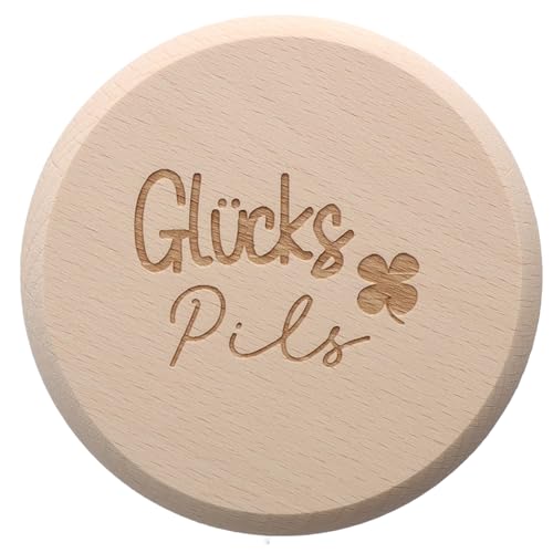 Spruchreif | Untersetzer für Getränke | Untersetzer aus Holz für Trinkgläser | 2in1 Untersetzer und Deckel | Lustiges Geschenk | Geschenkidee | Glücks Pils von Spruchreif