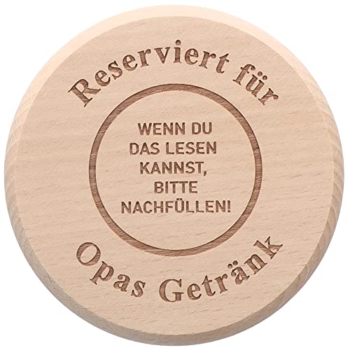Spruchreif | Holz- Untersetzer & Deckel mit Gravur „Reserviert für Opas Getränk“ | Lustiges Vatertagsgeschenk für Opa & Großeltern von Spruchreif