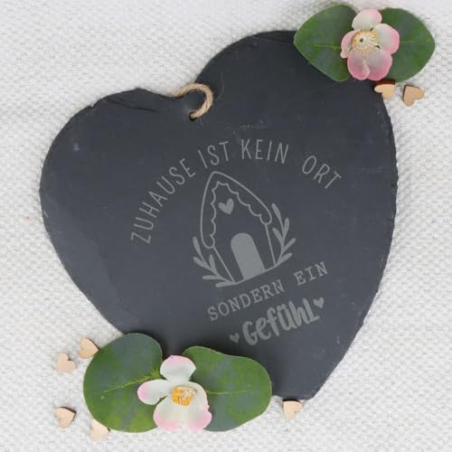 Spruchreif · großes Schieferherz mit Gravur · Schiefertafel mit Kordel zum Aufhängen · Wanddeko mit Sprüchen · Geschenkideen für Männer und Frauen von Spruchreif